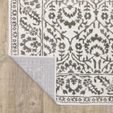 2' X 8' Grey And White Floral Power Loom Stain Resistant Runner Rug - Homeroots - Flyclothing LLC