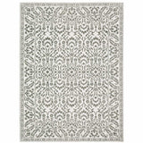 5' X 8' Grey And White Floral Power Loom Stain Resistant Area Rug - Homeroots - Flyclothing LLC