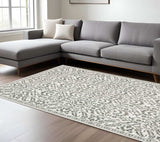 6' X 9' Grey And White Floral Power Loom Stain Resistant Area Rug - Homeroots - Flyclothing LLC