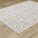 10' X 13' Grey And White Floral Power Loom Stain Resistant Area Rug - Homeroots - Flyclothing LLC