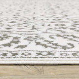 10' X 13' Grey And White Floral Power Loom Stain Resistant Area Rug - Homeroots - Flyclothing LLC