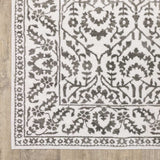 10' X 13' Grey And White Floral Power Loom Stain Resistant Area Rug - Homeroots - Flyclothing LLC