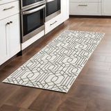 2' X 8' White And Grey Geometric Power Loom Stain Resistant Runner Rug - Homeroots - Flyclothing LLC