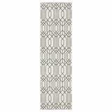 2' X 8' White And Grey Geometric Power Loom Stain Resistant Runner Rug - Homeroots - Flyclothing LLC