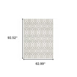 5' X 8' White And Grey Geometric Power Loom Stain Resistant Area Rug - Homeroots - Flyclothing LLC