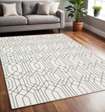 5' X 8' White And Grey Geometric Power Loom Stain Resistant Area Rug - Homeroots - Flyclothing LLC