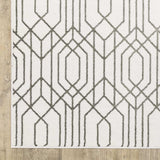 6' X 9' White And Grey Geometric Power Loom Stain Resistant Area Rug - Homeroots - Flyclothing LLC