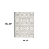 8' X 11' White And Grey Geometric Power Loom Stain Resistant Area Rug - Homeroots - Flyclothing LLC