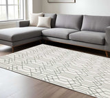 8' X 11' White And Grey Geometric Power Loom Stain Resistant Area Rug - Homeroots - Flyclothing LLC