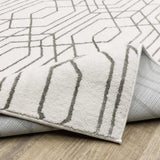 10' X 13' White And Grey Geometric Power Loom Stain Resistant Area Rug - Homeroots - Flyclothing LLC