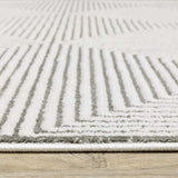 2' X 8' Grey And White Geometric Power Loom Stain Resistant Runner Rug - Homeroots - Flyclothing LLC