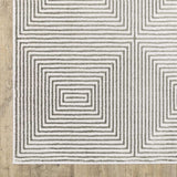 2' X 8' Grey And White Geometric Power Loom Stain Resistant Runner Rug - Homeroots - Flyclothing LLC