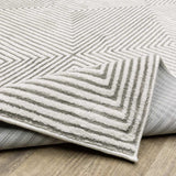 2' X 8' Grey And White Geometric Power Loom Stain Resistant Runner Rug - Homeroots - Flyclothing LLC