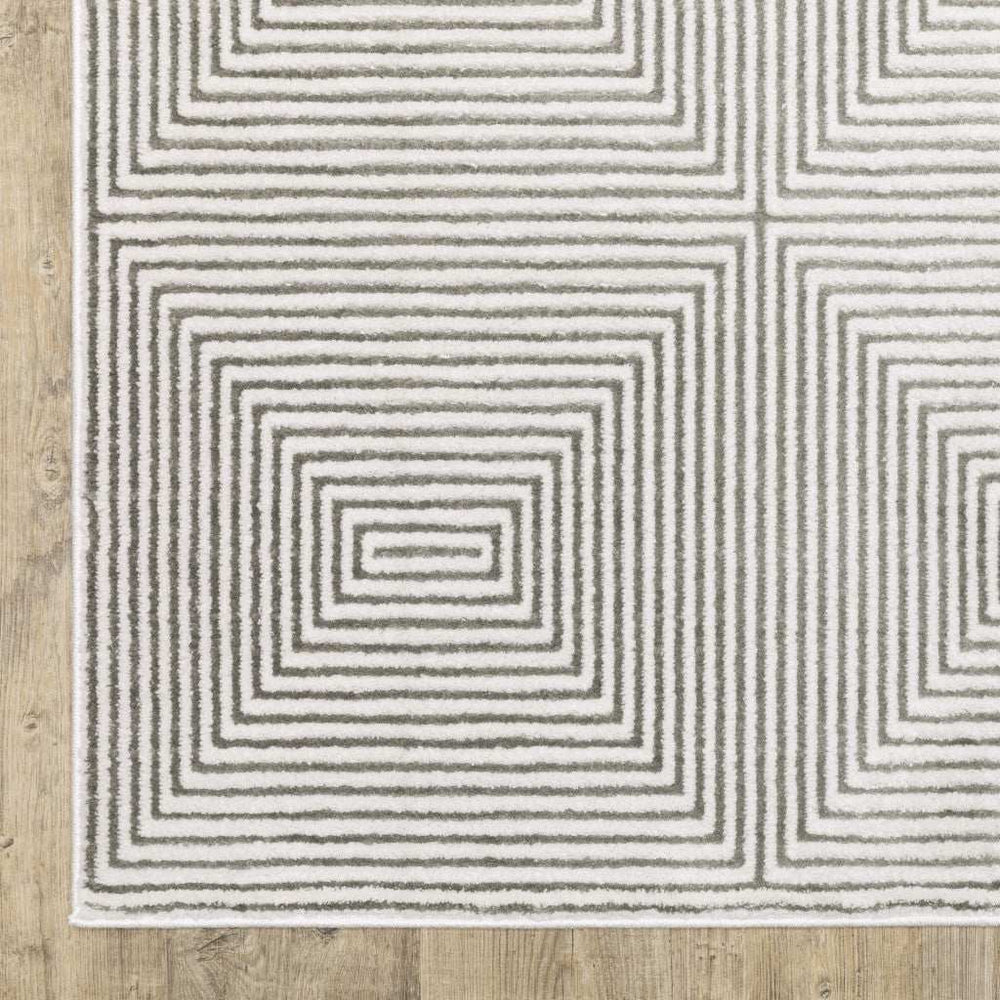 3' X 5' Grey And White Geometric Power Loom Stain Resistant Area Rug - Homeroots - Flyclothing LLC