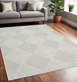 5' X 8' Grey And White Geometric Power Loom Stain Resistant Area Rug - Homeroots - Flyclothing LLC