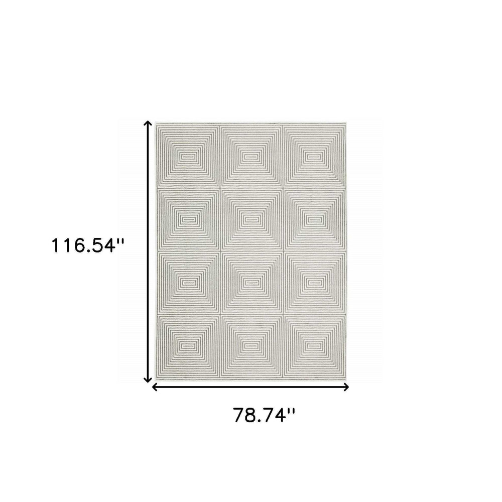 6' X 9' Grey And White Geometric Power Loom Stain Resistant Area Rug - Homeroots - Flyclothing LLC