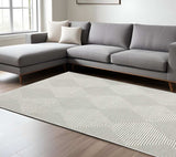 8' X 11' Grey And White Geometric Power Loom Stain Resistant Area Rug - Homeroots - Flyclothing LLC