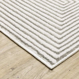 10' X 13' Grey And White Geometric Power Loom Stain Resistant Area Rug - Homeroots - Flyclothing LLC