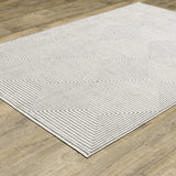 10' X 13' Grey And White Geometric Power Loom Stain Resistant Area Rug - Homeroots - Flyclothing LLC