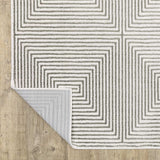 10' X 13' Grey And White Geometric Power Loom Stain Resistant Area Rug - Homeroots - Flyclothing LLC