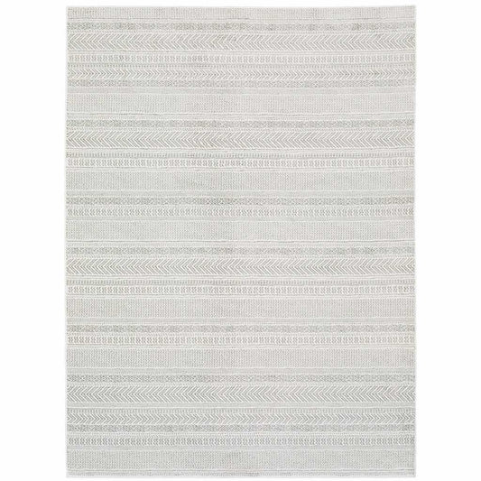 5' X 8' White And Grey Geometric Power Loom Stain Resistant Area Rug - Homeroots - Flyclothing LLC