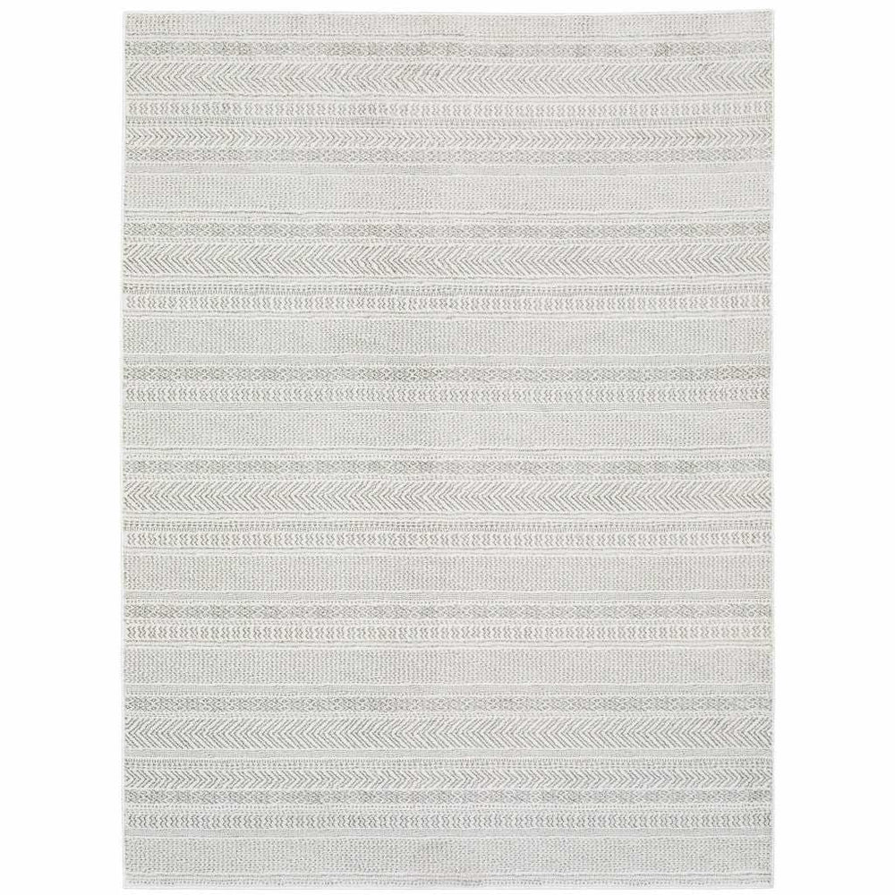 8' X 11' White And Grey Geometric Power Loom Stain Resistant Area Rug - Homeroots - Flyclothing LLC