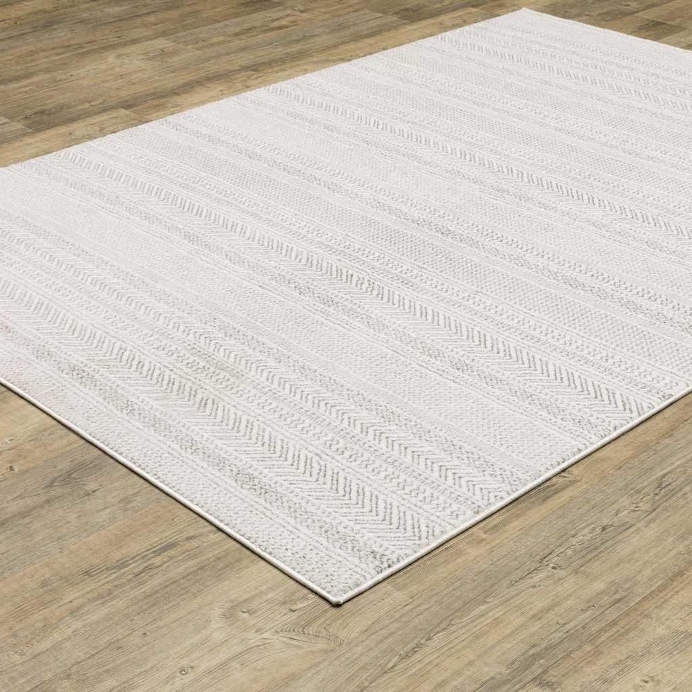 10' X 13' White And Grey Geometric Power Loom Stain Resistant Area Rug - Homeroots - Flyclothing LLC