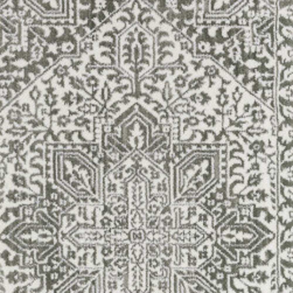2' X 8' Grey And White Oriental Power Loom Stain Resistant Runner Rug - Homeroots - Flyclothing LLC