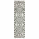 2' X 8' Grey And White Oriental Power Loom Stain Resistant Runner Rug - Homeroots - Flyclothing LLC