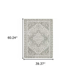 3' X 5' Grey And White Oriental Power Loom Stain Resistant Area Rug - Homeroots - Flyclothing LLC