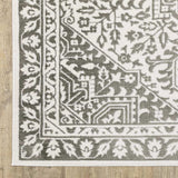 5' X 8' Grey And White Oriental Power Loom Stain Resistant Area Rug - Homeroots - Flyclothing LLC