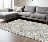 6' X 9' Grey And White Oriental Power Loom Stain Resistant Area Rug - Homeroots - Flyclothing LLC