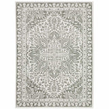 8' X 11' Grey And White Oriental Power Loom Stain Resistant Area Rug - Homeroots - Flyclothing LLC