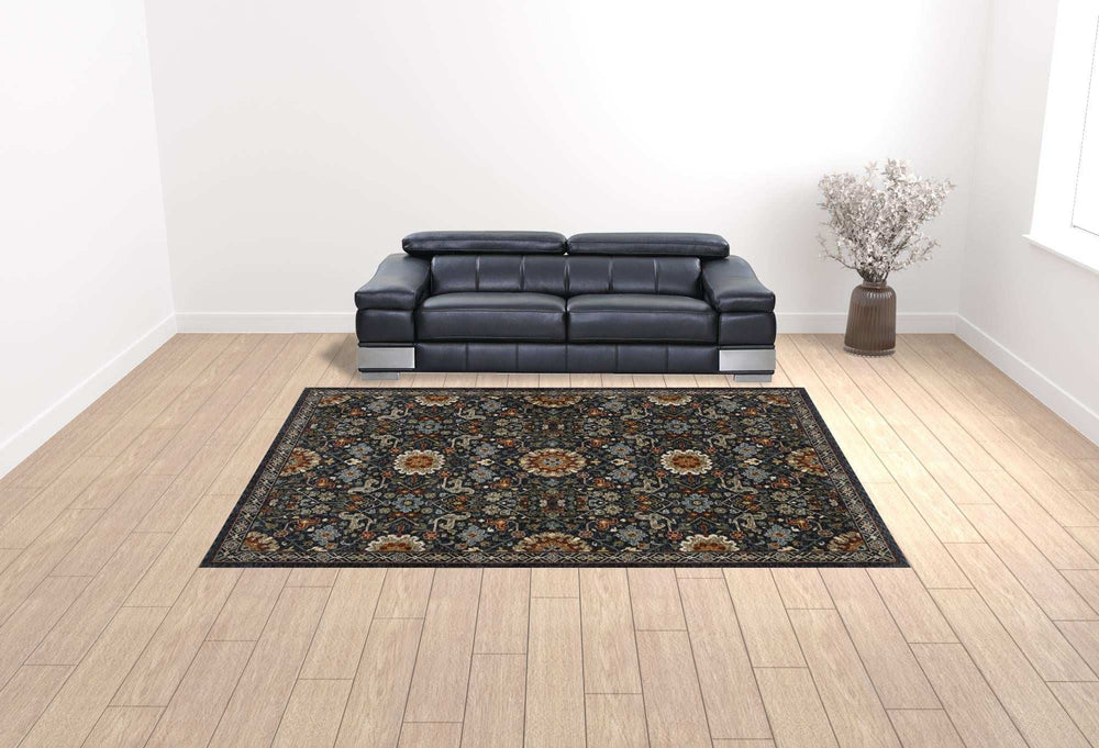 10' X 13' Blue Red Ivory And Gold Oriental Power Loom Stain Resistant Area Rug With Fringe - Homeroots - Flyclothing LLC
