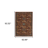 5' X 8' Red Blue Gold And Ivory Oriental Power Loom Stain Resistant Area Rug With Fringe - Homeroots - Flyclothing LLC