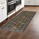 2' X 8' Blue And Beige Oriental Power Loom Runner Rug With Fringe - Homeroots - Flyclothing LLC