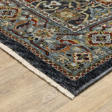 2' X 3' Blue Red Beige Orange Green And Rust Oriental Power Loom Stain Resistant Area Rug With Fringe - Homeroots - Flyclothing LLC
