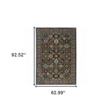 5' X 8' Blue Red Beige Orange Green And Rust Oriental Power Loom Stain Resistant Area Rug With Fringe - Homeroots - Flyclothing LLC