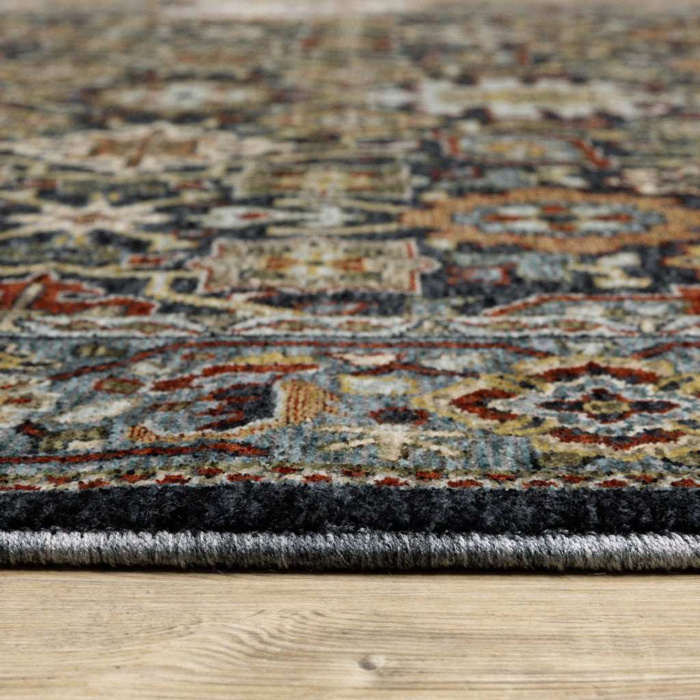 10' X 13' Blue Red Beige Orange Green And Rust Oriental Power Loom Stain Resistant Area Rug With Fringe - Homeroots - Flyclothing LLC