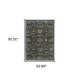5' X 8' Blue Ivory Grey Gold Green And Brown Oriental Power Loom Stain Resistant Area Rug With Fringe - Homeroots - Flyclothing LLC
