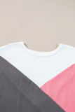 Color Block Round Neck Half Sleeve Top - Trendsi - Flyclothing LLC
