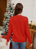 Sequin Candy Cane Round Neck Long Sleeve Sweater - Trendsi - Flyclothing LLC