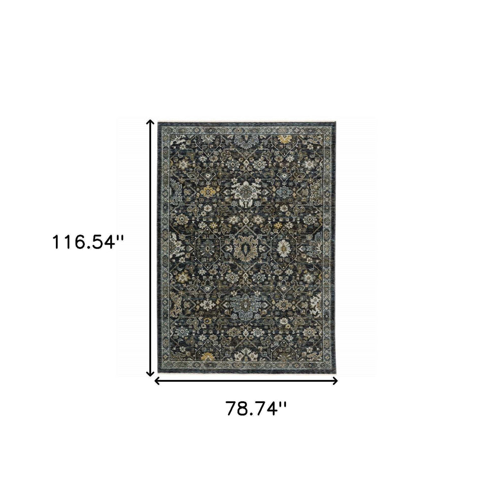 6' X 9' Blue Ivory Grey Gold Green And Brown Oriental Power Loom Stain Resistant Area Rug With Fringe - Homeroots - Flyclothing LLC
