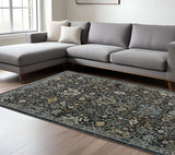 6' X 9' Blue Ivory Grey Gold Green And Brown Oriental Power Loom Stain Resistant Area Rug With Fringe - Homeroots - Flyclothing LLC