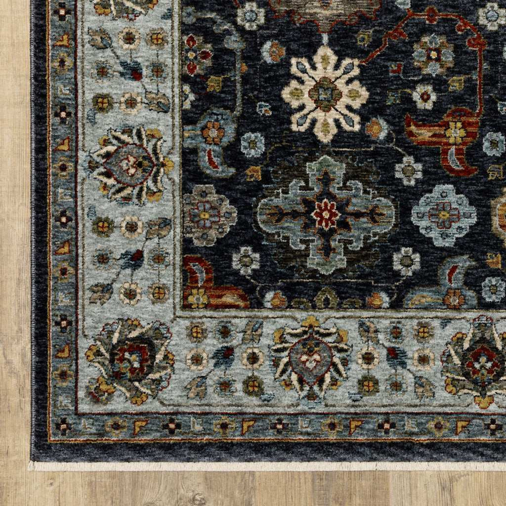2' X 3' Blue Red Beige Yellow Grey Rust And Gold Oriental Power Loom Stain Resistant Area Rug With Fringe - Homeroots - Flyclothing LLC
