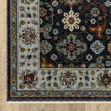 3' X 5' Blue Red Beige Yellow Grey Rust And Gold Oriental Power Loom Stain Resistant Area Rug With Fringe - Homeroots - Flyclothing LLC