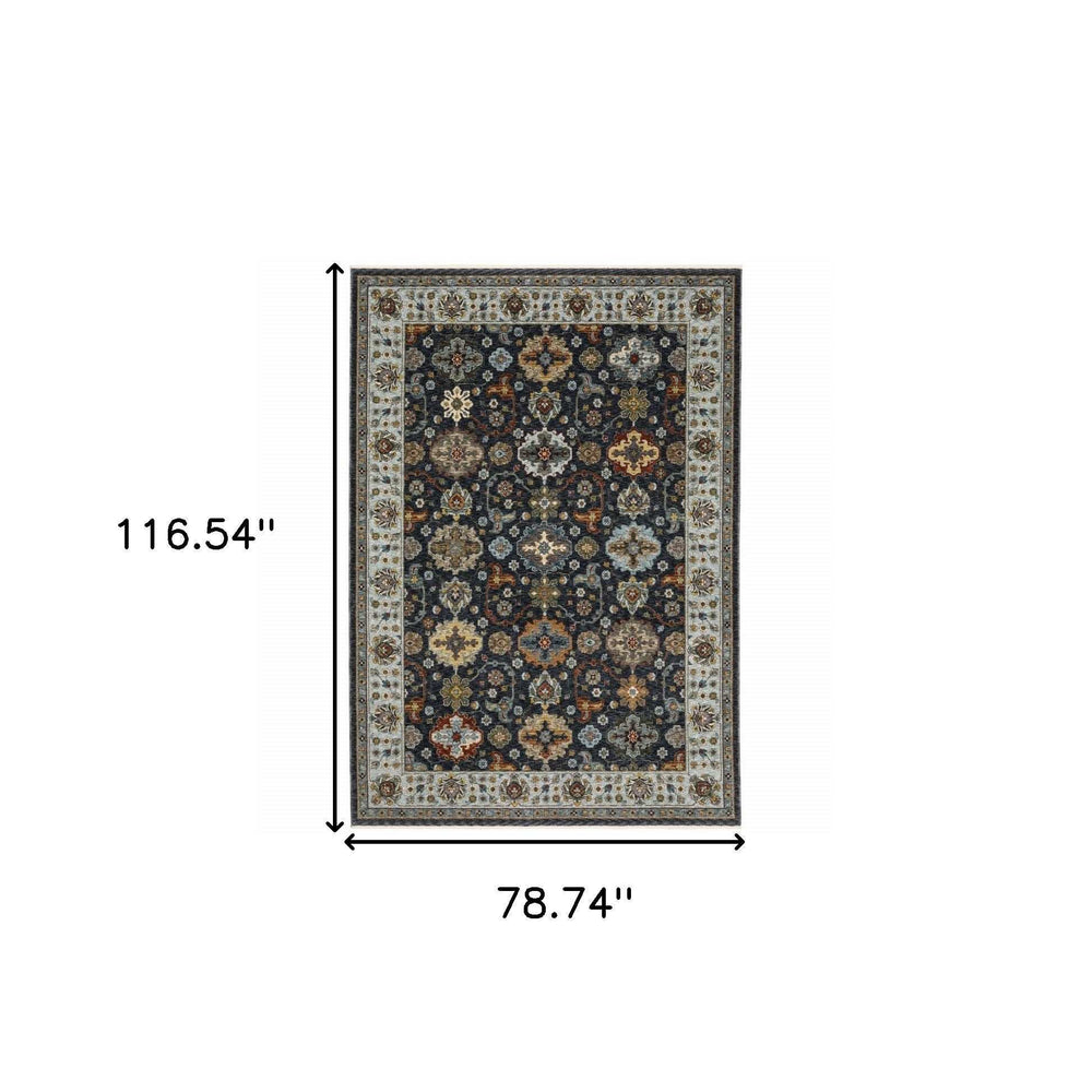 6' X 9' Blue Red Beige Yellow Grey Rust And Gold Oriental Power Loom Stain Resistant Area Rug With Fringe - Homeroots - Flyclothing LLC