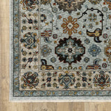 8' X 11' Blue Beige Grey Green Yellow And Rust Oriental Power Loom Stain Resistant Area Rug With Fringe - Homeroots - Flyclothing LLC