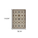 6' X 9' Beige Rust Red Blue Gold And Grey Oriental Power Loom Stain Resistant Area Rug With Fringe - Homeroots - Flyclothing LLC