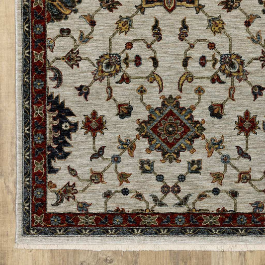 10' X 13' Beige Rust Red Blue Gold And Grey Oriental Power Loom Stain Resistant Area Rug With Fringe - Homeroots - Flyclothing LLC
